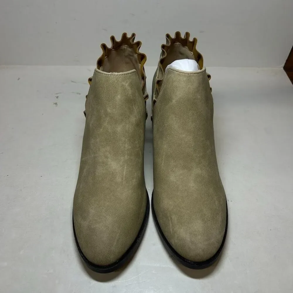 Journee Collection Womens 8.5 M Grey Stone Lennie Ruffle Ankle Booties NIB QV2